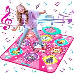 Unicorn Dance Mat Dance Mixer Rhythm Step Play MatPink Dance Pad with LED Lights